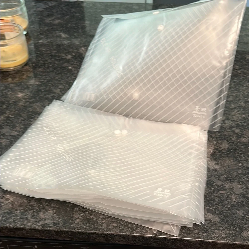 20 x Clear Document Holders Button Snap Closure Letter Size 8.5”x11” holder NWOT